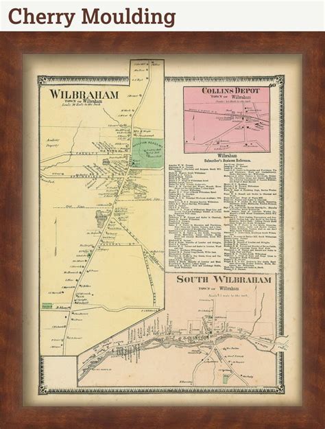 Village Of Wilbraham Massachusetts 1870 Map Etsy Framed Maps Mouldings Map