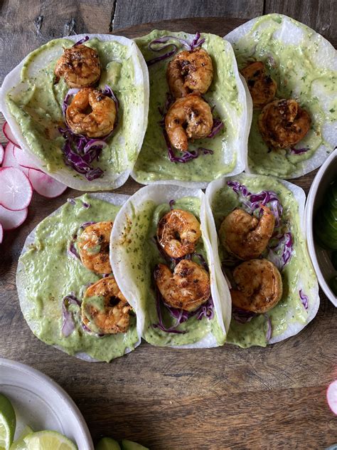 Whole30 Shrimp Tacos With Avocado Crema Nocrumbsleft