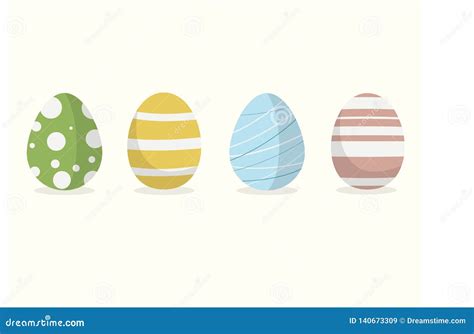 Four Easter Egg Designs In Different Colors Stock Illustration