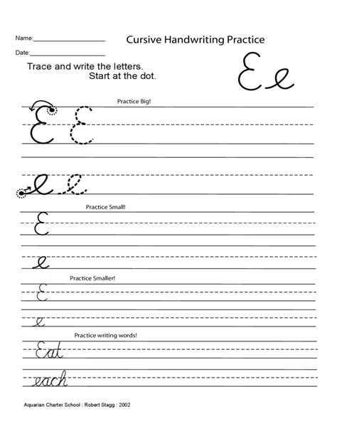 Cursive Handwriting Practice Free Download