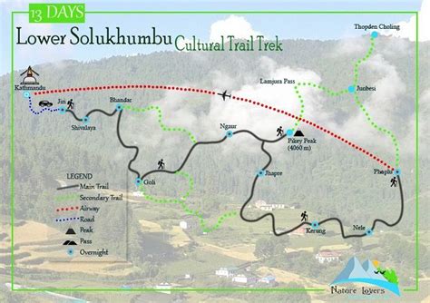 Lower Solukhumbu Cultural Trail Trek map in 2022 | Trail, Lower, Map