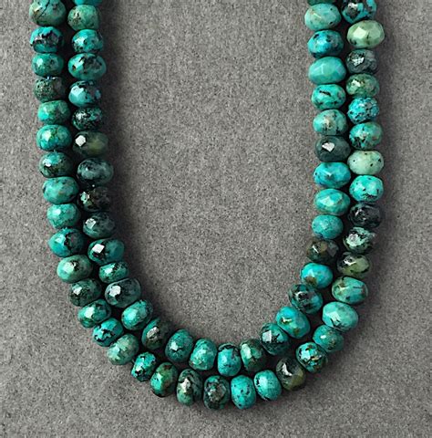 African Turquoise 6mm Faceted Rondelle Spotted Teal Jasper