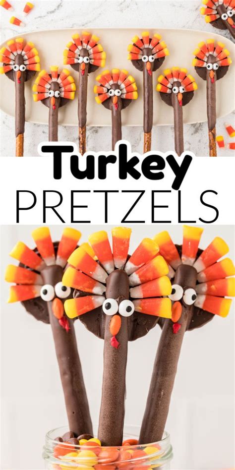 Learn How To Make These Super Cute And Easy Turkey Pretzel Rods These Turkey Pretzel Rod In