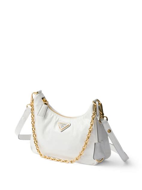 Prada Re Edition Patent Leather Shoulder Bag White Farfetch