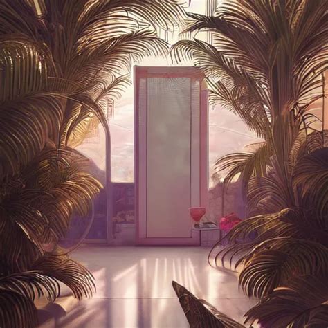 Krea Indoor Liminal Dream Golden Light Greg Rutkowski Palm Trees