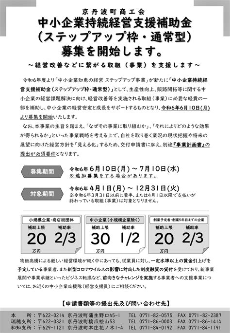 【事前告知】令和6年度 ステップアップ補助金の募集がスタートします！ 京丹波町商工会