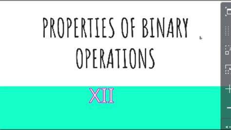 Properties Of Binary Operations Youtube