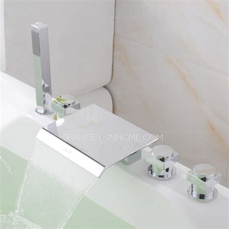 Modern Waterfall Five Holes Chrome Bathtub Shower Faucet