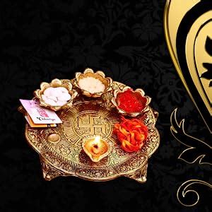 Chhariya Crafts Metal Pooja Thali With Diya For Home And Office Temple