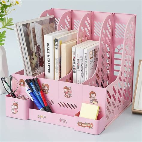 4 Layer Pen Holder Plastic File Rack Desktop Storage File Bar File