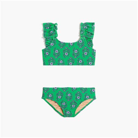 J Crew Girls Printed Ruffle Strap Bikini Set Hamilton Place