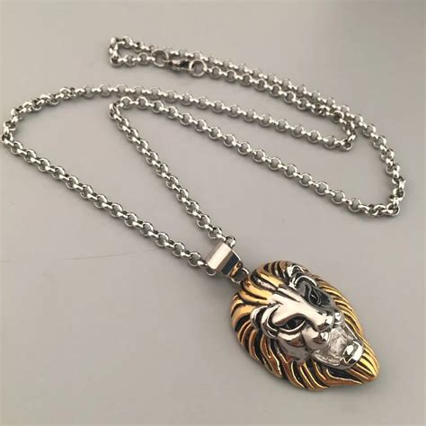 New Fashion Titanium Steel Lion Head Pendant Necklace Lion King Charm