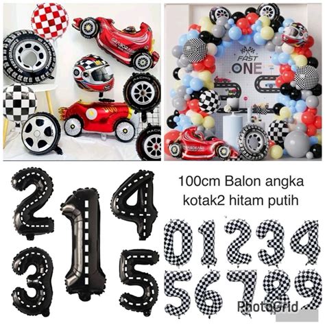 Jual Balon Foil Hitam Putih Pembalap Racing Balon Mobil Balon Sepeda