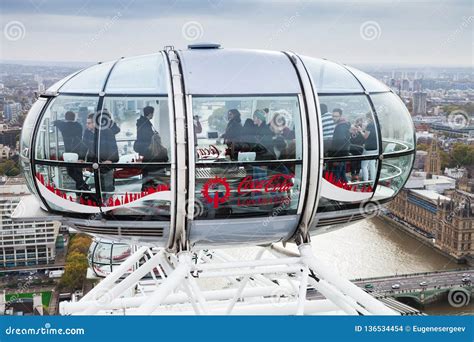 Cabin of London Eye with Tourists Inside Editorial Stock Image - Image ...