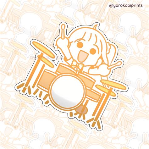 [set 1 2] Bocchi The Rock Ed Chibi Instrument Waterproof Laminated Vinyl Stickers For