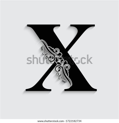 Letter X Black Flower Alphabet Beautiful Stock Vector Royalty Free