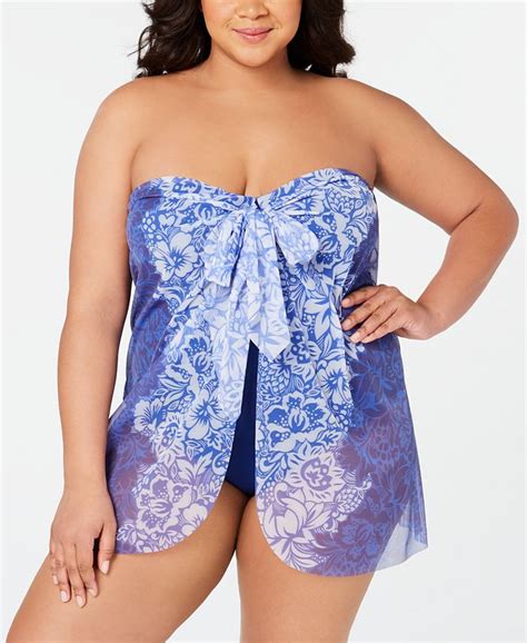 Lauren Ralph Lauren Plus Size Hawaiian Print Flyaway One Piece Swimsuit