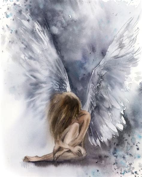 Angel Painting Angel Wall Art Angel Wings Painting Woman - Etsy | Angel ...