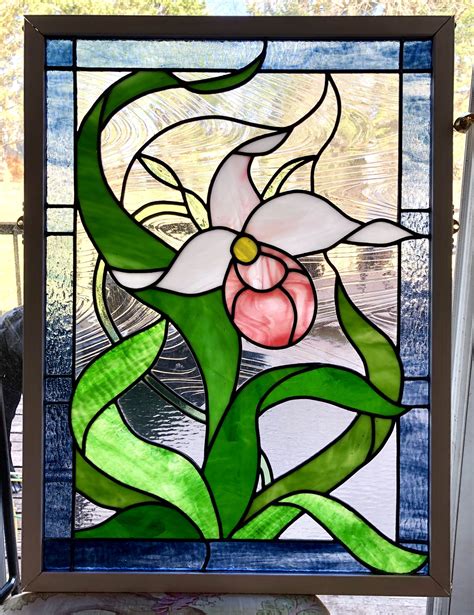 Lady Slipper Stained Glass Flowers Stained Glass Art Mosaic Art Projects