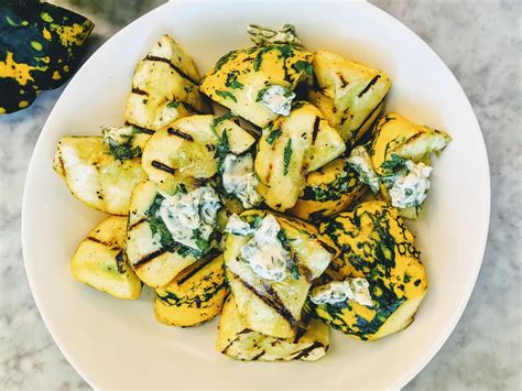 Grilled Pattypan Squash With Garlic Butter Vegetable Salad Vegetable