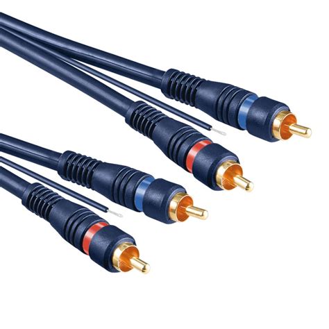 Stereo Tulp Kabel Met Remote Draad Verguld 5 Meter Blauw