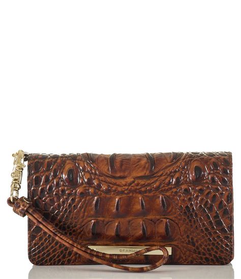 Brahmin Melbourne Collection Debra Crocodile Embossed Wallet Black N