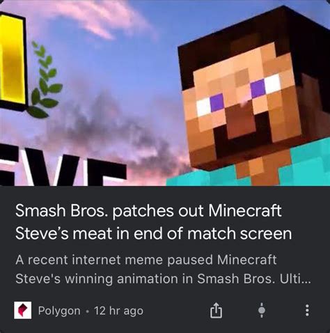 Smash Bros Patches Out Minecraft Steves Meat In End Of Match Screen