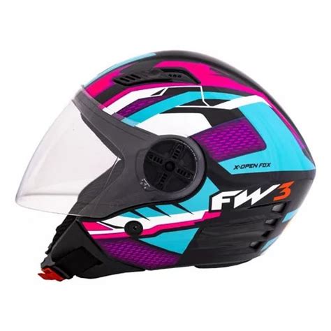 Capacete FW3 X Open Up Fox Branco Azul Rosa Aberto C Viseira Solar