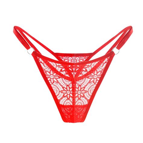 Kcodviy Women Lace Briefs Hollow Out Panties Crochet Lace Up Panty Thongs G String Lingerie