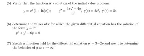 Solved 5 Verify That The Function Is A Solution Of The