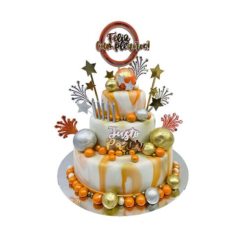 Torta Sabor Naranja Fuegos Pirot Cnicos Globos Flores Y Fiestas