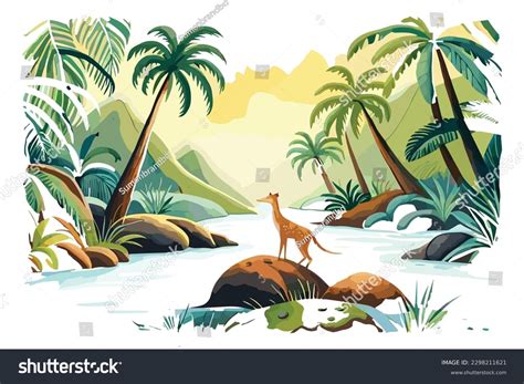 Watercolor Jungle Nature Background Illustration Animals Stock Vector (Royalty Free) 2298211621 ...