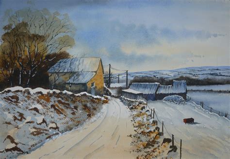 Watercolor done as a tutorial by Geoff Kersey in Art Tutor | Winter landscape painting, Winter ...