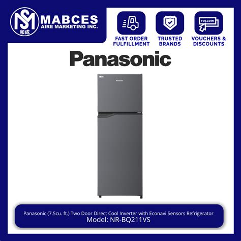 Panasonic Cu Ft Two Door Top Mount Freezer Direct Cool Inverter