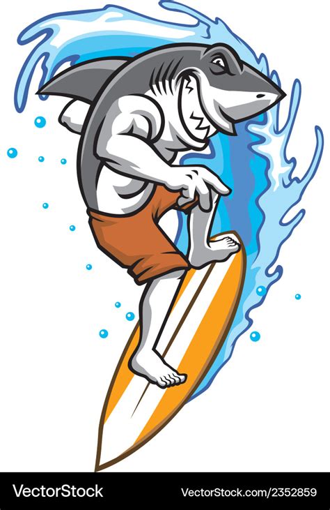 Surfing shark Royalty Free Vector Image - VectorStock