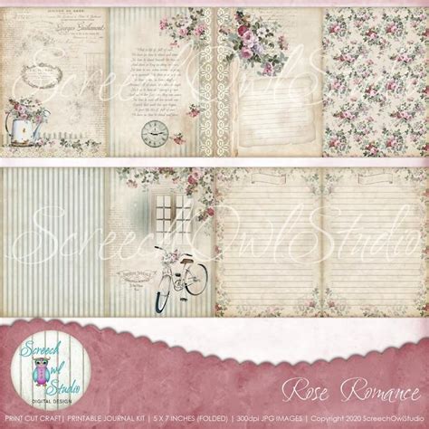 Printable Junk Journal Kit And Ephemera Vintage Rose Journal Etsy