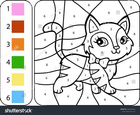 Paint Color Fluffy Cat By Addition Stock Vector Royalty Free