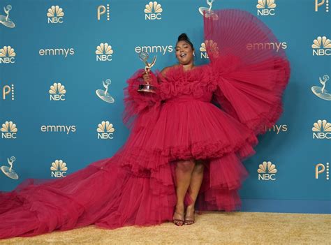 Emmys 2022 Lizzos Dramatic Red Ruffle Gown Deserves An Award Of Its