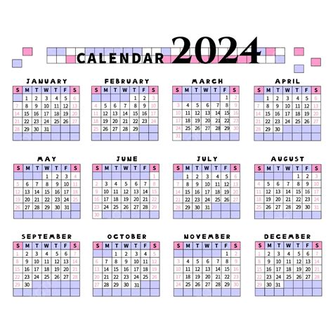 Estilo Simples De Mosaico De Calendário 2024 Vetor Png 2024