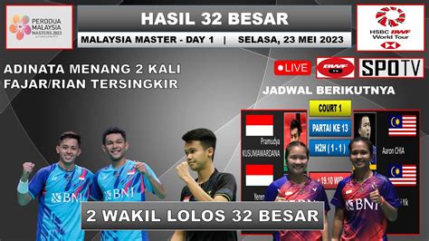 Hasil Malaysia Master Hari Ini Day R Fajar Rian Tersingkir