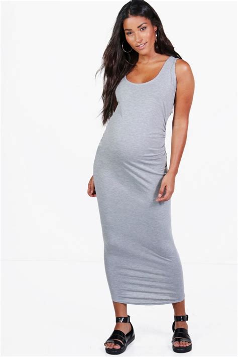 Maternity Basic Midaxi Dress Boohoo Uk