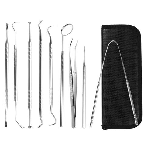 Dental Tools, 9 Pack Teeth Cleaning Tools Set Stainless Steel Dental ...