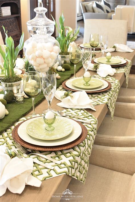 Green and White Easter Table Setting | Table setting decor, Easter ...