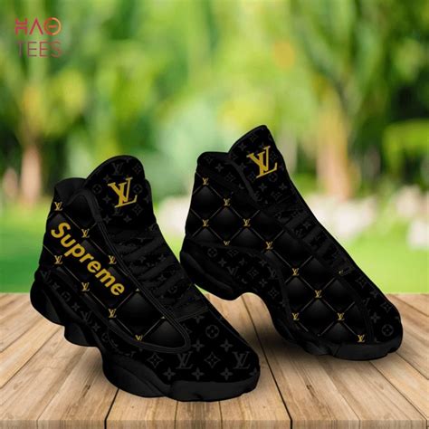 Louis Vuitton Lv X Supreme Black Air Jordan Sneakers Shoes Gifts For