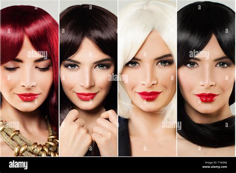 Brunette Blonde Brown And Red Ginger Hair Woman Face Haircare And Hair Coloring Female Face