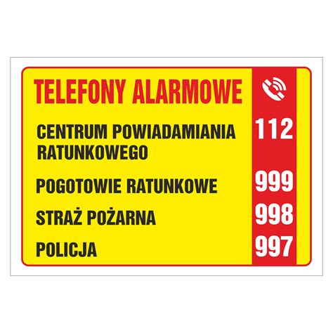 Telefony Alarmowe Wz R Naklejka Tabliczka Sklep Z Naklejkami