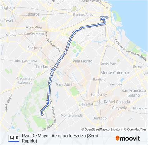 Ruta 8 Horarios Paradas Y Mapas Pza De Mayo Aeropuerto Ezeiza