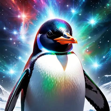 Intimidating Penguin God Made Of Cosmic Energy Whit