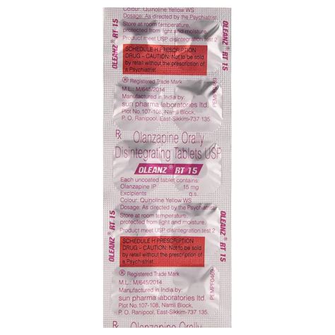 Oleanz Rt Strip Of Tablets Amazon In Health Personal Care