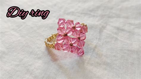 How To Make Crystal Beaded Ring 💍 Diy Beaded Ring Youtube